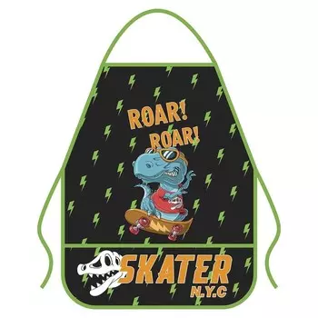 Фартук для труда 490 х 390 мм, (рост 116-146), ФДТ-3 "Дино чёрный/зелёный