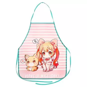 Фартук для труда 540 х 460 мм, (рост 140-160), ФДТ-33 "ANIME GIRL", розовый/бирюзовый