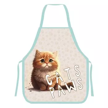 Фартук для труда 540 х 460 мм, (рост 140-160), ФДТ-33 "Рыжий пушистик", бежевый/бирюзовый