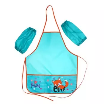 Фартук для труда + нарукавники, 535 х 445/240 х 145 мм, размер M (рост 122-158), ФН 41-1, "Лисёнок", бирюзовый, 69369