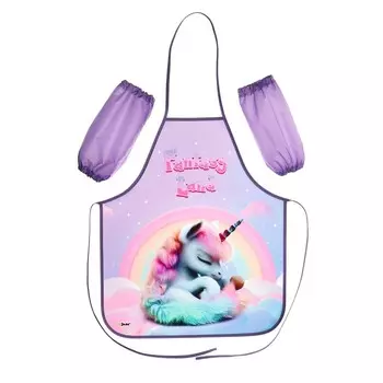 Фартук для труда + нарукавники, 535 х 445/240 х 145 мм, размер M (рост 122-158), ФН 41-20 "Зефирная единорожка"