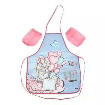 Фартук для труда с нарукавники 570 х 480/190 х 135мм, ФН 61-20, «Девочка с шарами»