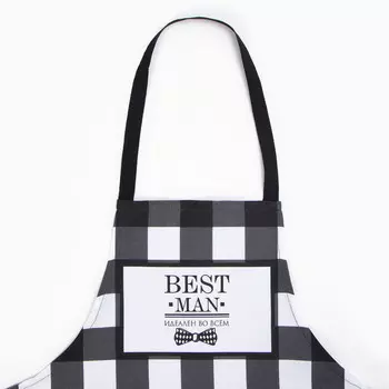 Фартук Доляна Best man black, 7060 см, рогожка,100% хл, 160 г/м