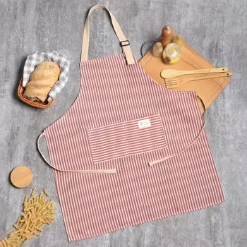 Фартук Доляна с карманом, красный, 7065±4 см, 100% хлопок, рогожка