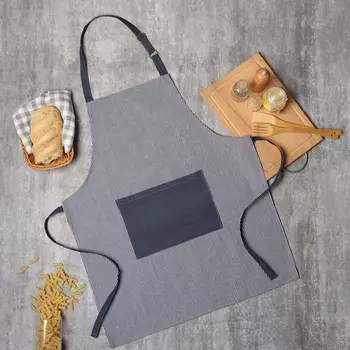 Фартук «Этель» джинсовый в полоску, синий, 65% хлопок, 35% п/э