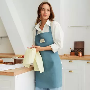 Фартук «Этель» ECO turquoise, 6070 см, 100% лён, 245 г/м