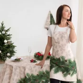 Фартук новогодний "Этель" Еловые ветви 70х61 см, 100% хлопок, саржа 190 гр/м2