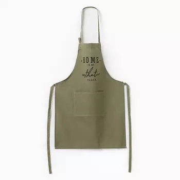 Фартук Этель "HOME", цвет зелёный, 60х75 см, 50%хл, 50%лен