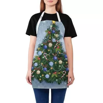 Фартук кухонный с фотопринтом «Ель с цветными шариками», регулируемый, размер OS