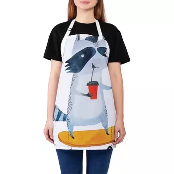 Фартук кухонный с фотопринтом «Веселый енот», регулируемый, размер OS