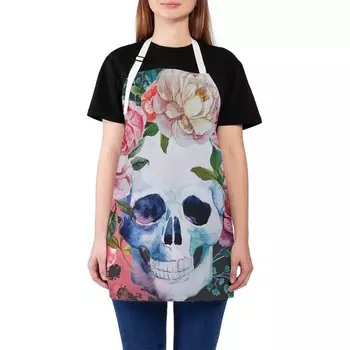 Фартук кухонный с фотопринтом «Череп с розой», регулируемый, размер OS