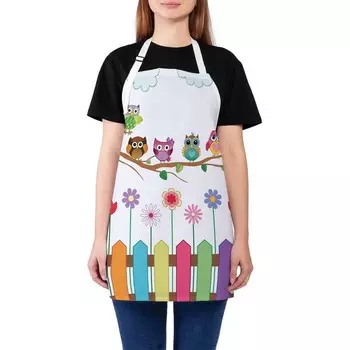 Фартук кухонный с фотопринтом «Веселые совы», регулируемый, размер OS