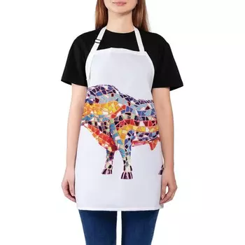 Фартук кухонный с фотопринтом «Мозаичный бык», регулируемый, размер OS