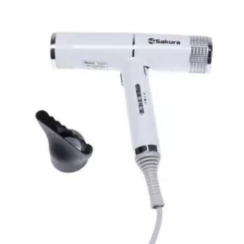 Фен Sakura SA-4051W, 1600 Вт, 3скорости, 3 темп. режима, концентратор, шнур 1.8 м, белый