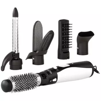 Фен-щётка Econ ECO-BH05B, 1000 Вт, 1 скорость, 2 температурных режима, чёрно-белый