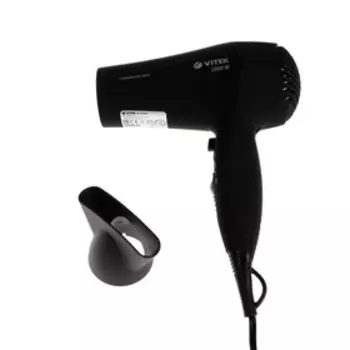 Фен Vitek VT-2534 BK, 2000 Вт, 2 режимов, 2 скорости, ионизация, шнур 1.8 м, чёрный