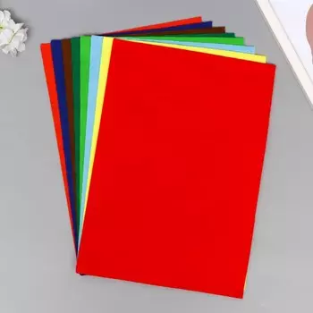 Фетр мягкий листовой "Астра" 1.0 мм, 170гр, 20х30см, 8 шт/упак, ассорти 10230561