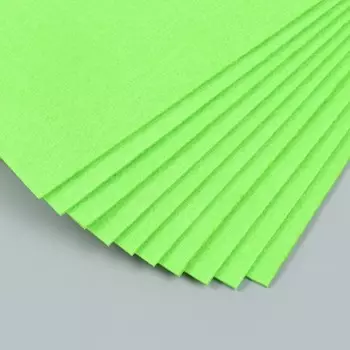 Фетр жесткий 2 мм 20х30 см, неоновый зелёный МИКС