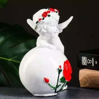 Фигурка гипс «Ангел на шаре с розой», 1814 см