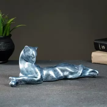 Фигура "Багира лежит" серебро, 28х10х8см