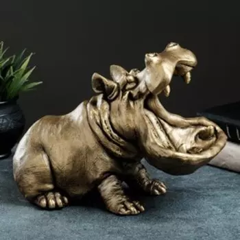 Фигура "Бегемот" 32х16х23 cм, бронза с позолотой