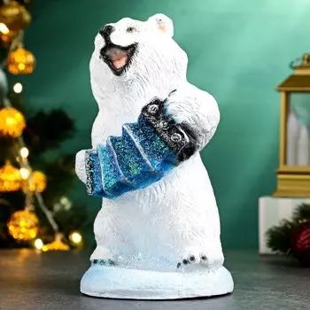 Фигура "Белый мишка с гармошкой" 16см