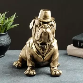 Фигура "Бульдог во фраке" 23х21х17 см, бронза с позолотой