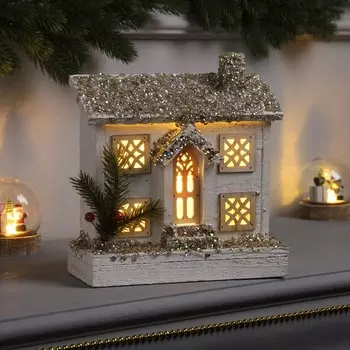 Фигура деревянная «Хижина» 2123х9 см, 5 LED, батарейки ААx2 (не в комплекте), свечение тёплое