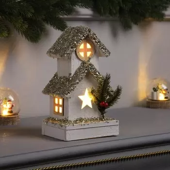 Фигура деревянная «Хижина», 2310х13 см, 3 LED, батарейки AAx2 (не в комплекте), свечение теплое белое