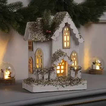 Фигура деревянная «Хижина», 2821х11 см, 5 LED, батарейки AAx2 (не в комплекте), свечение теплое белое