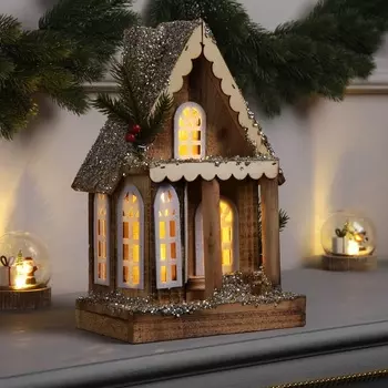 Фигура деревянная «Изба», 2112х23 см, 5 LED, батарейки AAx2 (не в комплекте), свечение теплое белое