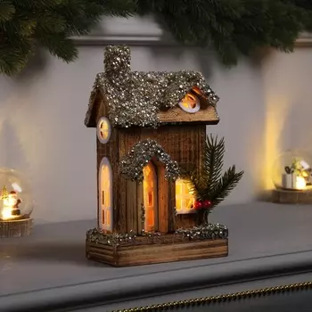 Фигура деревянная «Изба», 2415х7 см, 3 LED, батарейки AAx2 (не в комплекте), свечение теплое белое