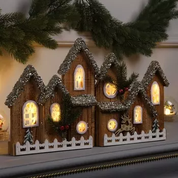 Фигура деревянная «Изба», 4626х13 см, 10 LED, батарейки AAx2 (не в комплекте), свечение теплое белое