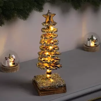 Фигура деревянная «Ёлочка», 3010х10 см, 35 LED, батарейки AAx2 (не в комплекте), свечение теплое белое