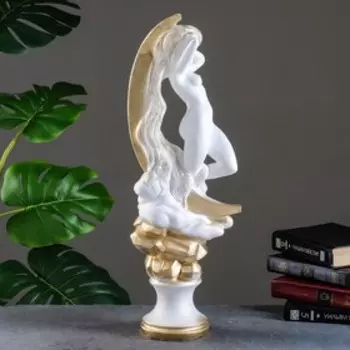 Фигура "Девушка Луна" белое золото, 60х20х20см