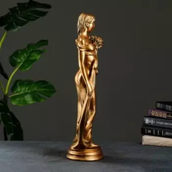 Фигура "Девушка с букетом" бронза, 20х16х55см