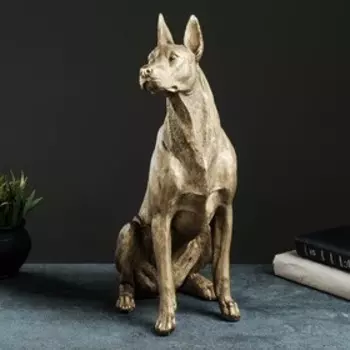 Фигура "Доберман сидит" 46,5х29х19 см, бронза