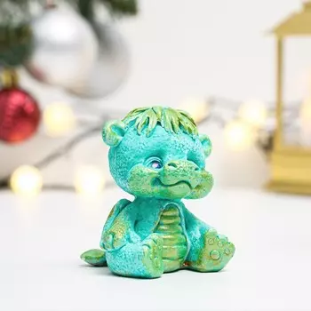 Фигура "Дракон Балаур" зеленая с золотым, 8х6х6см