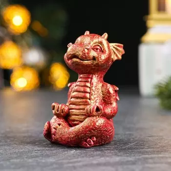 Фигура "Дракон Гох" бордовая с золотом, 8х5,5х5см
