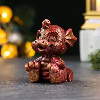 Фигура "Дракон Тирус" бордовая с золотом, 5,5х5,5х7,5см