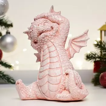 Фигура "Дракончик игривый" розовая, 12х17см