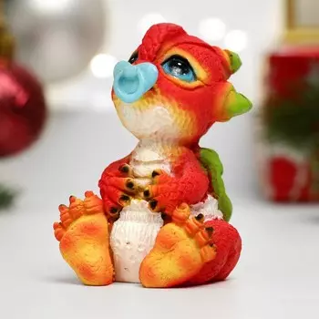 Фигура "Дракончик с пустышкой" красная, 5,5х4х6см
