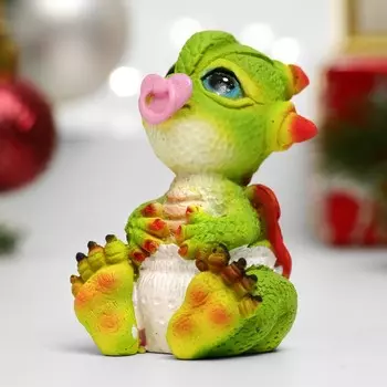 Фигура "Дракончик с пустышкой" зеленая, 5,5х4х6см
