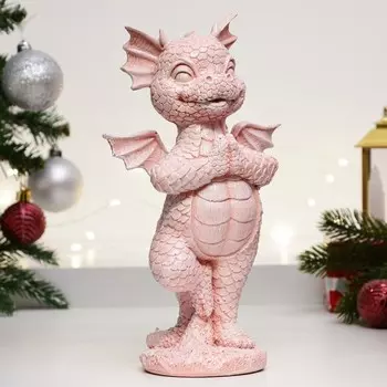 Фигура "Дракончик стоит" розовая, 13х22,5см