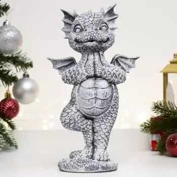 Фигура "Дракончик стоит" серый камень, 13х22,5см