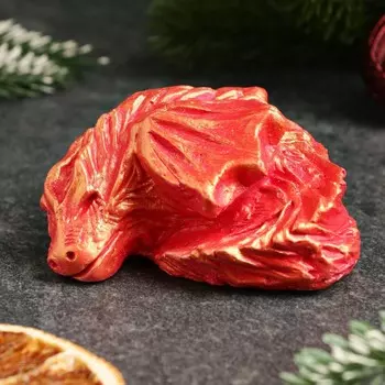 Фигура "Дракончик свернулся клубочком" алый, 8х6х2см