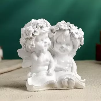 Фигурка гипс «Два ангела с книгой», белые, 1212 см