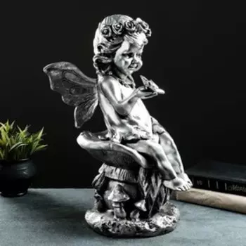 Фигура "Фея на грибе с бабочкой" 45х26х25 см, сталь