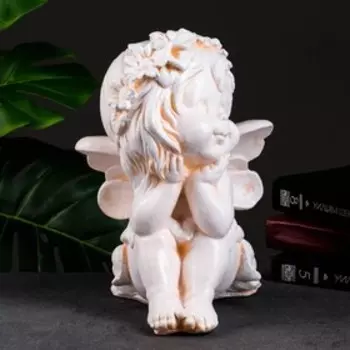 Фигура "Фея сидя" 21х20х28см бежевый