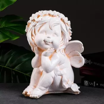 Фигура "Фея сидя" 21х20х28см бежевый